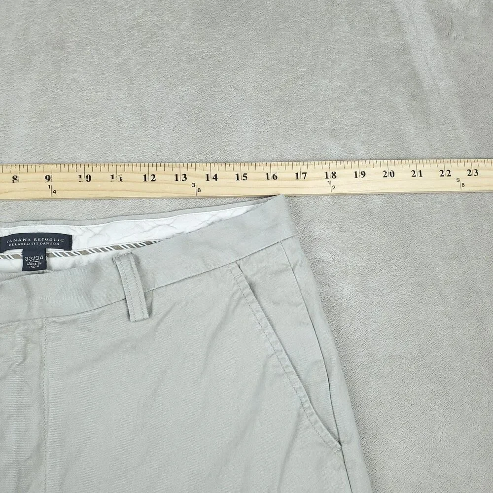 Banana Republic Dawson Pants Men's 33x34 Beige Relaxed Fit 100% Cotton - Picture 7 of 14